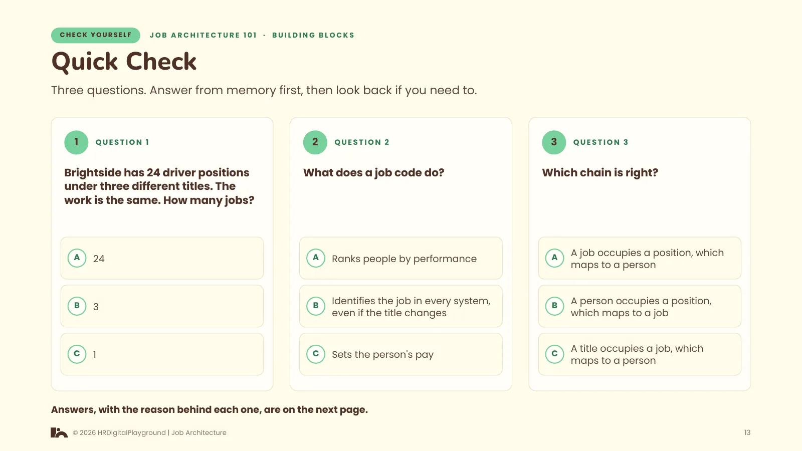 Quick Check: page 13 of The Building Blocks