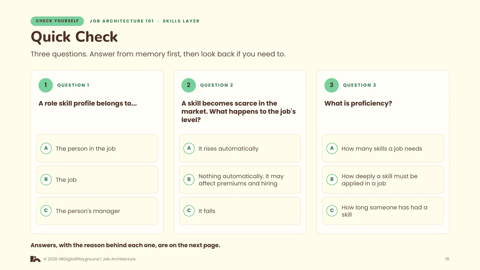 Quick Check: page 16 of The Skills Layer